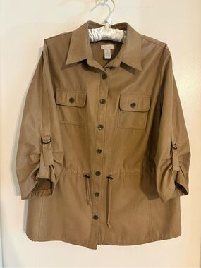 Chico's Tan Utility Drawstring Jacket